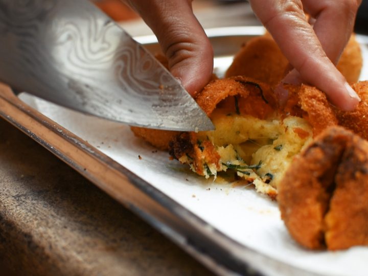 CRISPY STUFFED POLENTA BALLS with three different fillings