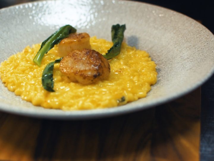SAFFRON & PRESERVED LEMON RISOTTO with ras el hanout scallops